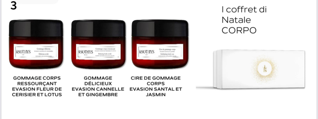Sothys Trio gommage corpo GOMMAGE CORPS RESSOURCANT 100ml - GOMMAGE DELICIEUX 100 ml-CIRE DE GOMMAGE CORPS 100 ml